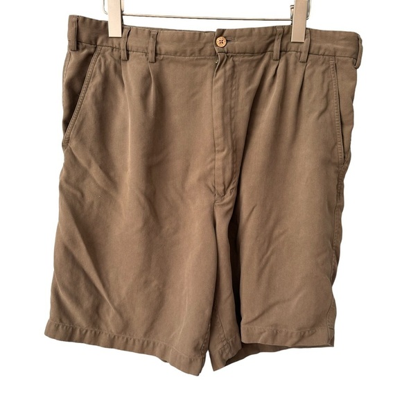🔹5/$25🔹 Luau Men’s Green Brown 100% Silk Shorts. Inseam 8”. Size 36. - Picture 1 of 13